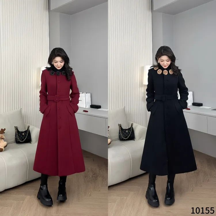 毛呢大衣女秋冬新款过膝长款收腰显瘦高端气质呢子外套YF10155