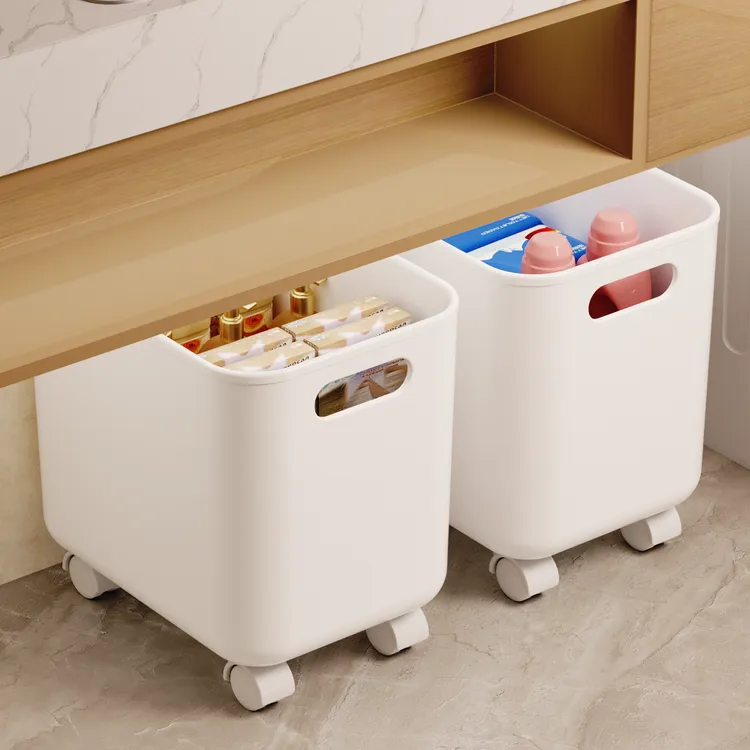 浴室柜下置物架收纳箱带轮可移动洗漱台下水槽储物筐盒子新款家用