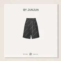 ByJunjun高级女装定制欧美风极简松紧腰羊毛七分裤