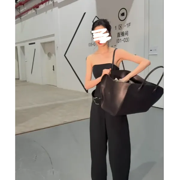 易梦玲同款夏季新款仿两件抹胸连体裤女百搭休闲气质外穿阔腿长裤