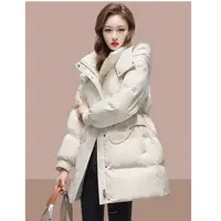 时尚冬季连帽加厚中长款收腰显瘦洋气百搭棉服外套803#