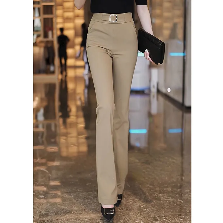 年春夏新款微喇裤女气质洋气时尚修身高腰显瘦弹力休闲阔腿裤春秋