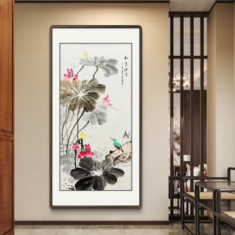 和气满堂水墨荷花图客厅走廊书房餐厅卧室宣纸国画文玩作品探宝商品图