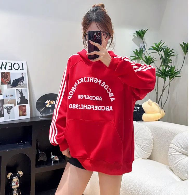 2025秋冬韩版新款时尚字母宽松慵懒遮屁股长袖百搭连帽卫衣946