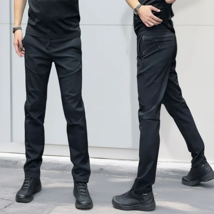 加绒冲锋裤男士冬季休闲裤黑色直筒裤户外潮牌简约长裤男秋冬款裤