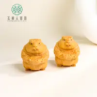 石惑珠宝檀木土拨鼠摆件约58*51mm/多样性发一