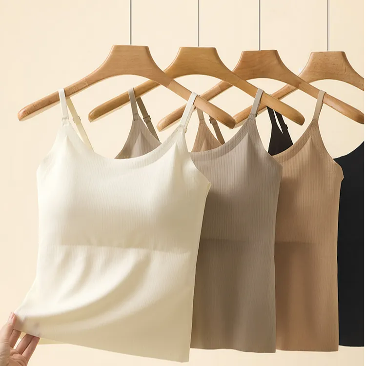 【6个码80斤穿到230斤】肌理冰丝无痕螺纹吊带背心带胸垫夏透气内搭
