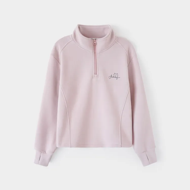 女童秋冬德绒卫衣休闲女宝宝半高领百搭时尚洋气休闲长袖上衣