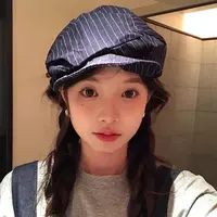 日系复古棉麻褶皱云朵贝雷帽子女夏显脸小报童帽八角画家帽M01