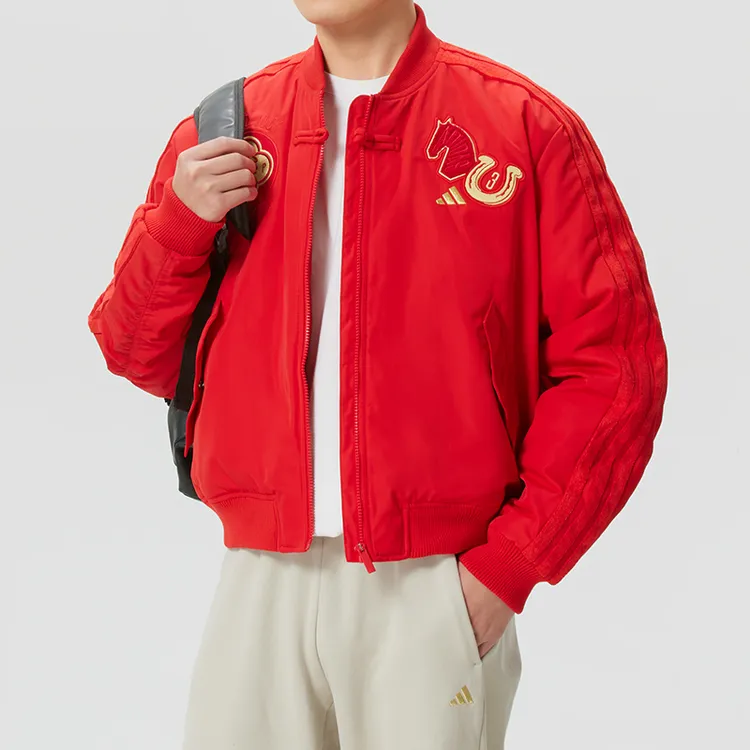 阿迪达斯马年限定梭织夹克男装2026新年款本命年红运动外套KQ5094