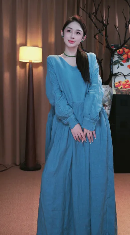 壹木（念安）亚麻长款连衣裙