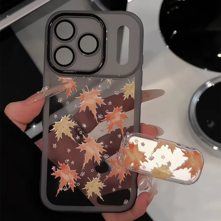 星星枫叶适用苹果17pro手机壳16金属镜框华为p70荣耀oppo小米vivo