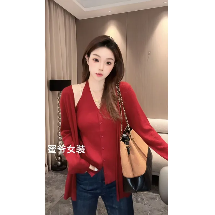 【蜜爷家】秋季气质挂脖针织两件套5126#