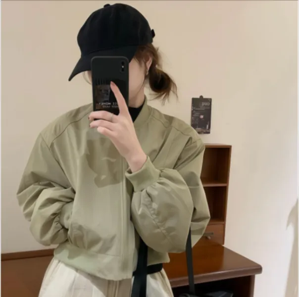 女韩版拉链立领秋季短款短外套设计感宽松春秋春季
