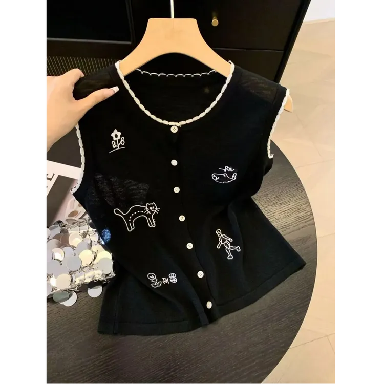 2025夏季新款洋气气质名媛独特超好看小众百搭显瘦无袖上衣女爆款