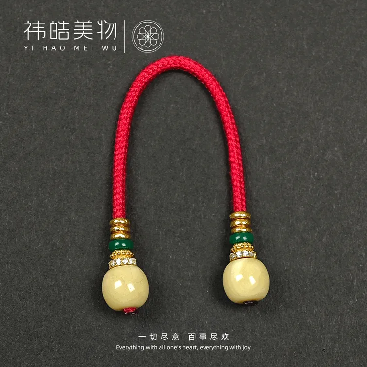 精品蜜蜡钻片18K金弟子珠-直径6.5mm