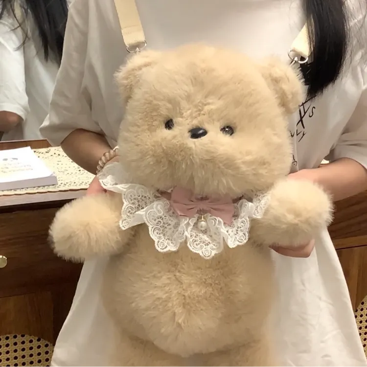 会跑步的小熊包包双肩包三花猫玩偶公仔毛绒玩具小羊背包生日礼物