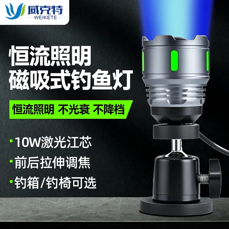 磁吸钓鱼灯夜钓灯激光炮超亮强光镭射炮钓箱专用野钓USB蓝光灯头