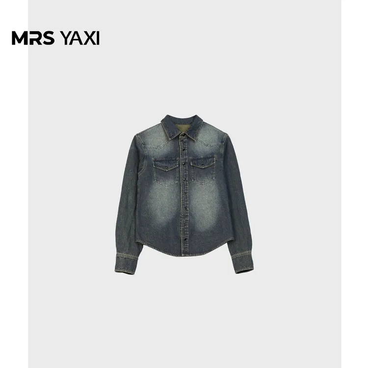 Mrsyaxi复古水洗宽松百搭牛仔衬衫YX4123108