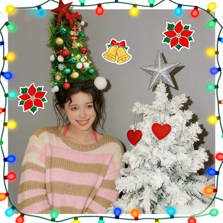 圣诞树头顶材料包圣诞节装饰头饰头发帽子网红装扮拍摄DIY道具包