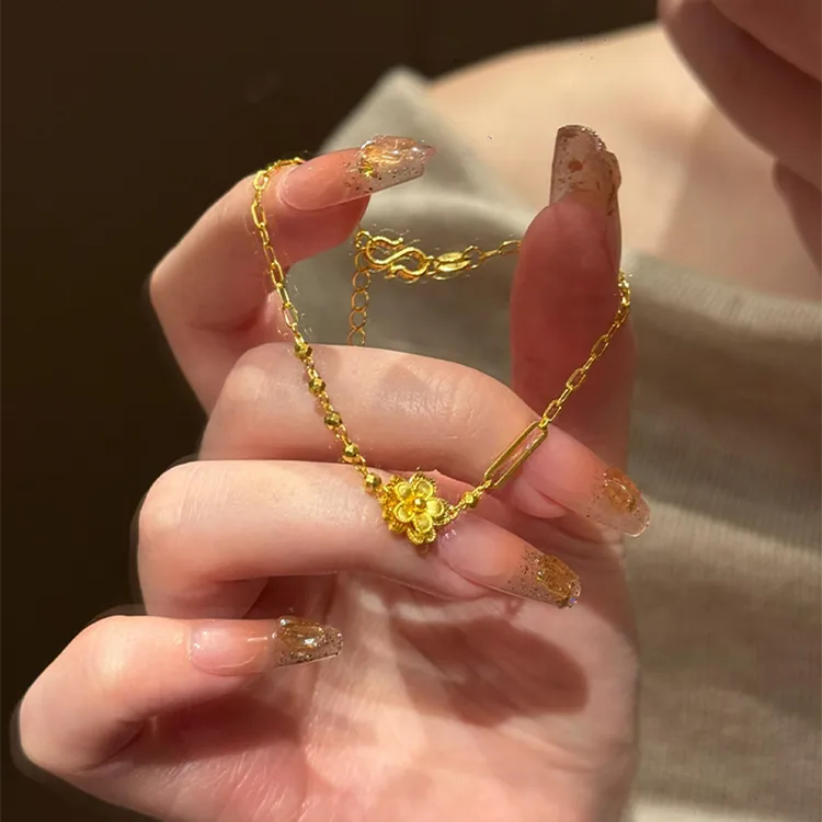 铜合金手链 新中式浪漫樱花手链小众设计高级感甜美百搭精致手饰