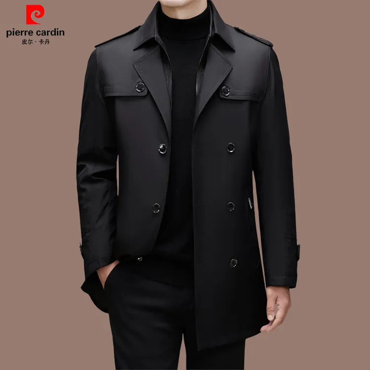 皮尔卡丹 品牌秋冬风衣外套高档男士可拆卸内胆中长款加厚保暖男