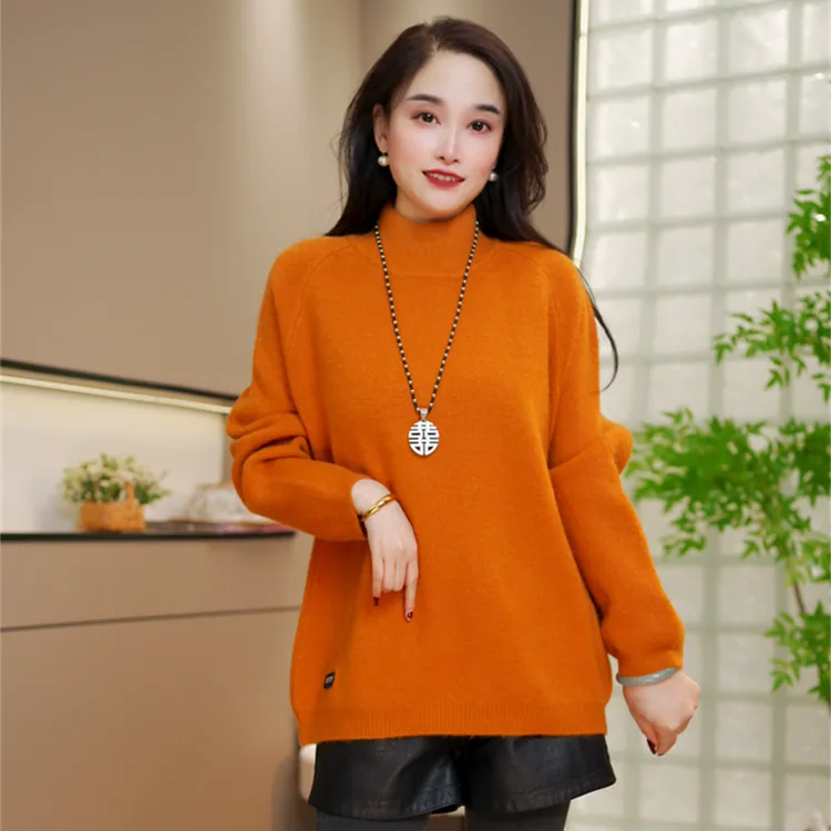 半高领加厚保暖毛衣女秋冬新款内搭打底针织衫慵懒风休闲百搭上衣