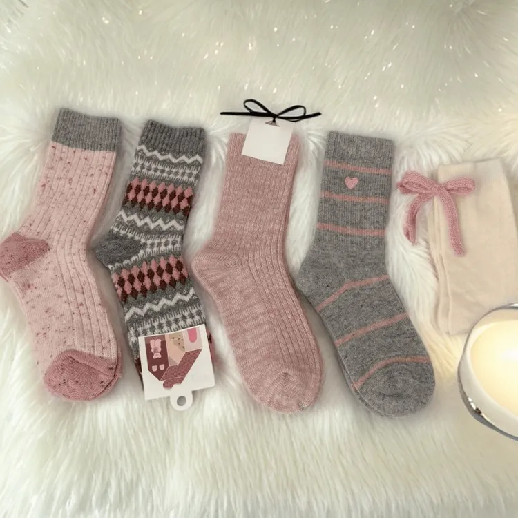 女童袜子秋冬保暖袜韩系甜美堆堆袜爱心女孩中大童学生百搭棉袜子