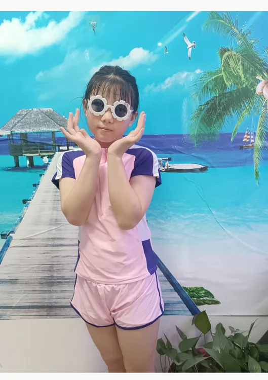 2025女孩儿童短袖泳衣女童学生小中大童分体游泳泳装洋气套装