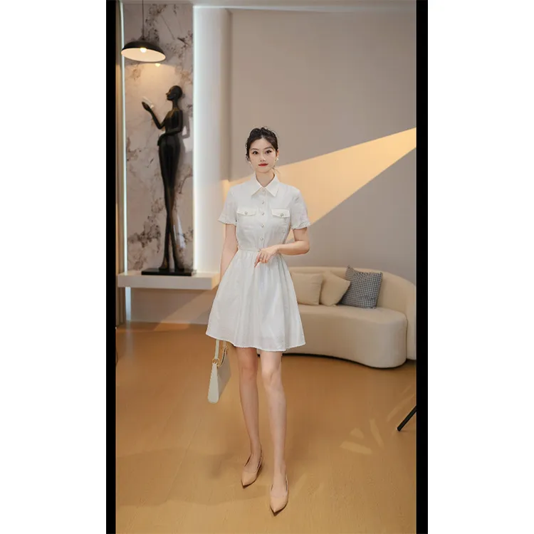 ST&SAT CLASSIC 2025夏季新款时尚优雅短袖连衣裙Y0168