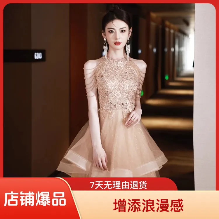 高级感晚礼服女2025新款优雅生日宴会主持成人高端轻奢便携纸巾