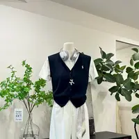 【主旋律】学院风百搭拼接撞色假两件短袖上衣-7115
