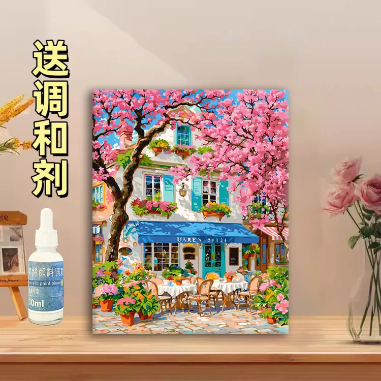 (送30ml调和剂）画溪diy数字油画手工涂色减压治愈送礼丙烯装饰画