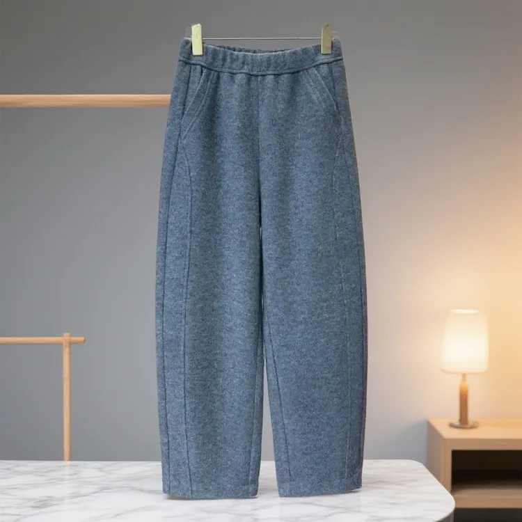 【澳毛】绵羊毛弯刀直通裤2025冬季新款九分加厚保暖显瘦休闲裤女裤