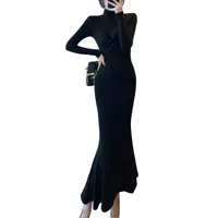 大宝纯欲蜜桃胸收腰显瘦长裙9522V领-9523半高领