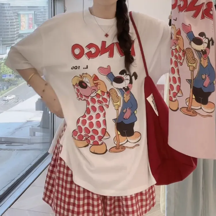 2025夏季新款卡通印花圆领大版宽松短袖T恤LK2503505