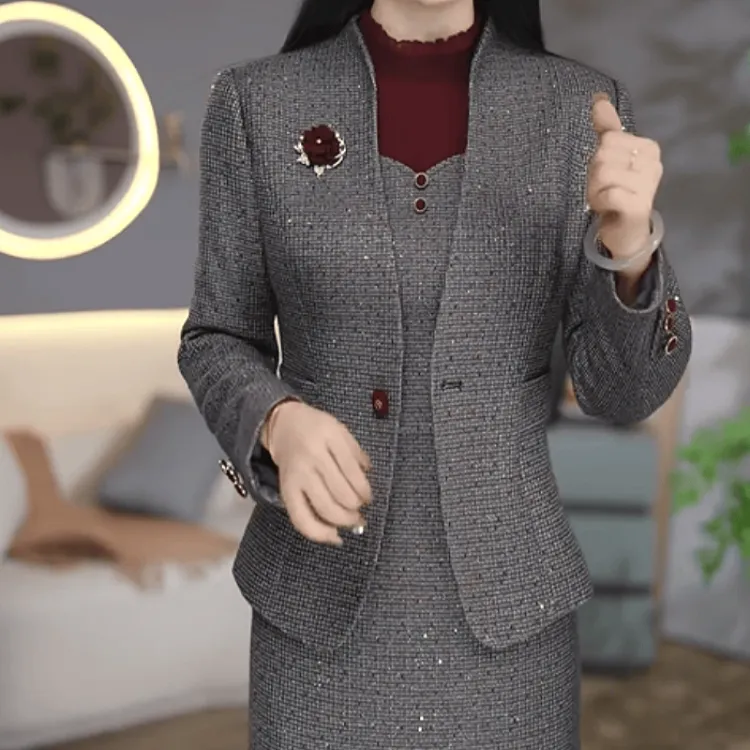  B118【外套+连衣裙】2025秋季新款时尚高端优雅气质女人味套装裙