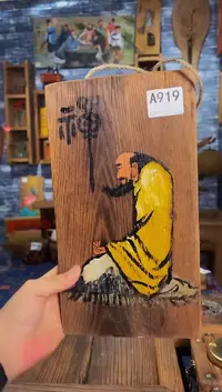 风化老门板丙烯画挂画