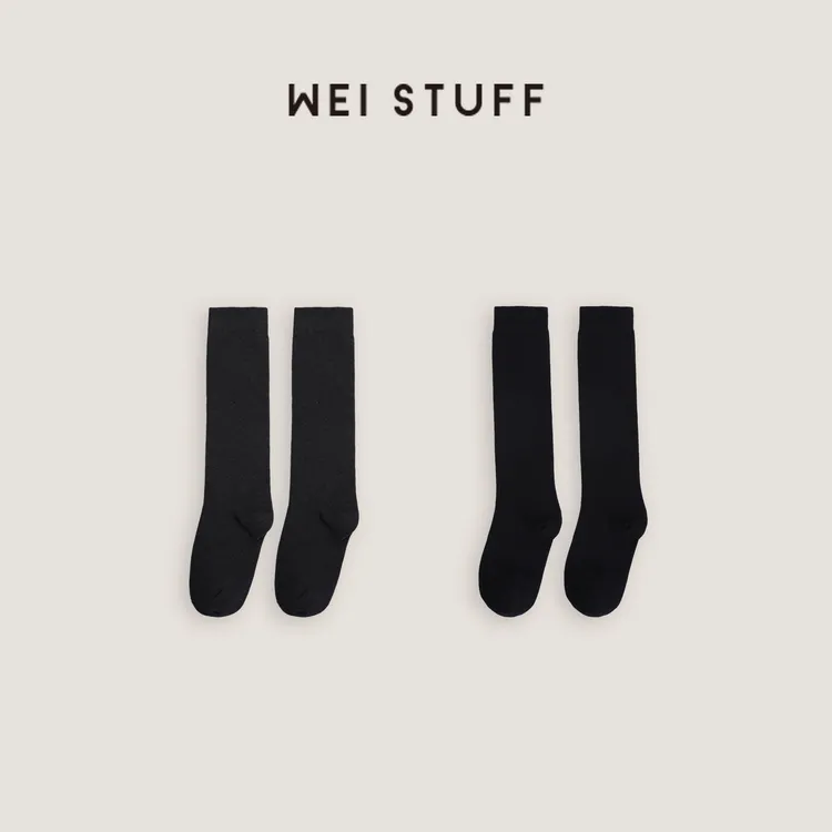 WEI STUFF 新款亲肤舒适百搭简约显瘦中长款小腿袜 8792