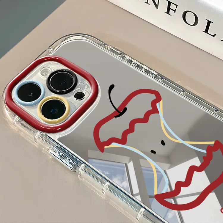 线条苹果核适用于苹果16promax镜面奶油壳iPhone15手机壳华为p可