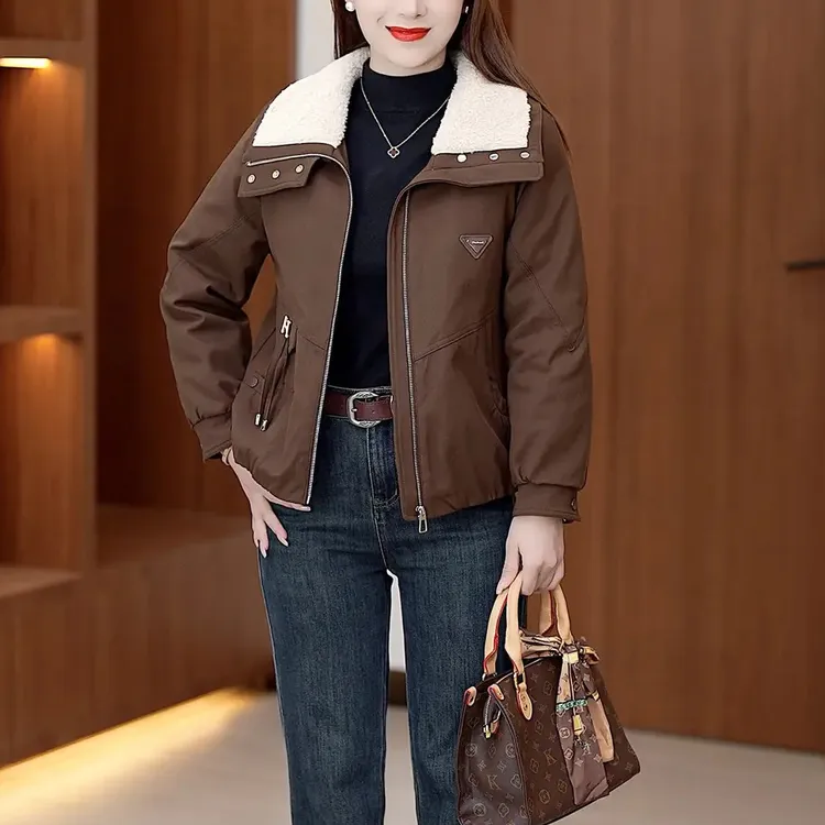 2025冬季新品时尚显瘦百搭加绒加厚保暖小个子短款女士派克外套女