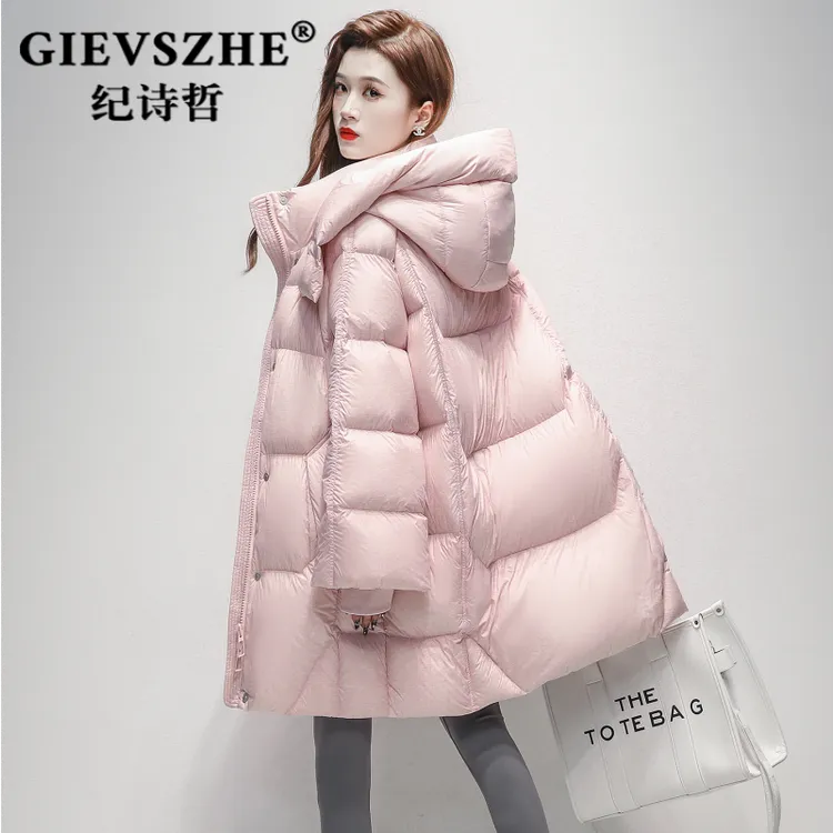 纪诗哲白鹅绒羽绒服中长款2025冬季新款云朵泡芙鹅绒服面包服外套