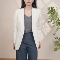女廓形平驳领正装时尚轻奢轻职风口袋秋装新款经典西装外套无领
