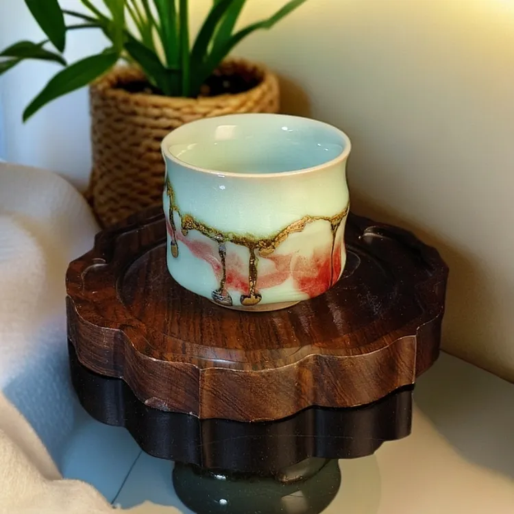 辛国正青色竹节主人杯 直播间同价 钧瓷