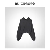 【RUIORCODE】百搭气质高腰蝙蝠袖拉链连帽卫衣 理性消费#