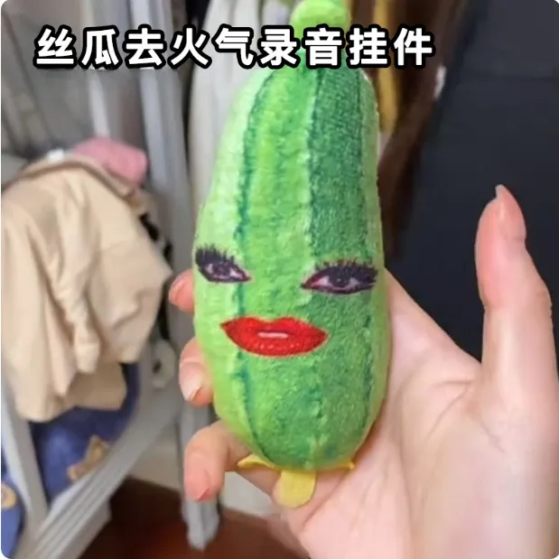 丝瓜去火气录音毛绒挂件按压发声说话整蛊稀奇丝瓜汤同款抽象玩偶