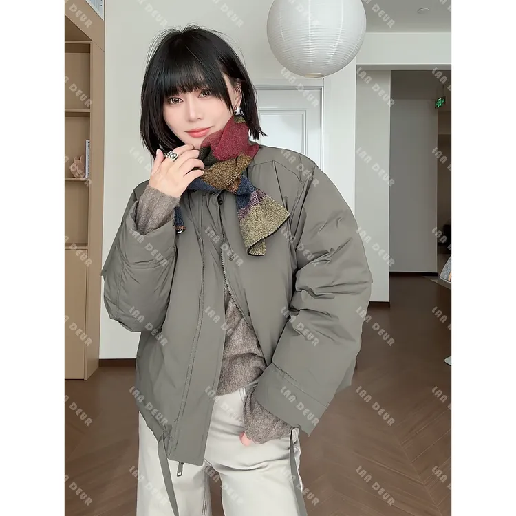 JIUJIU【微醺时光】百搭慵懒风宽松休闲保暖立领拉链羽绒服