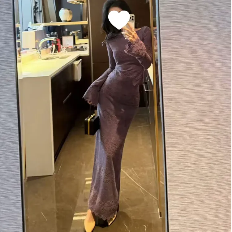 秋冬新款高级气质显瘦遮肉重工千金感小香风淑女法式贵气蕾丝套装