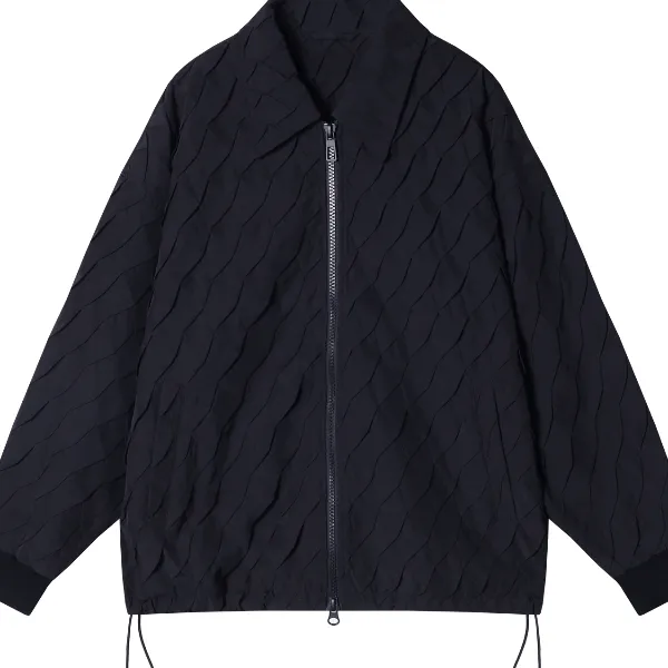 秋季新款褶皱格子情侣复古潮流宽松翻领百搭长袖休闲男外套