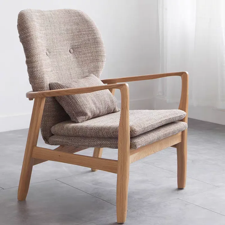 北欧简约现代白橡木单人沙发椅小户型家用阳台扶手椅